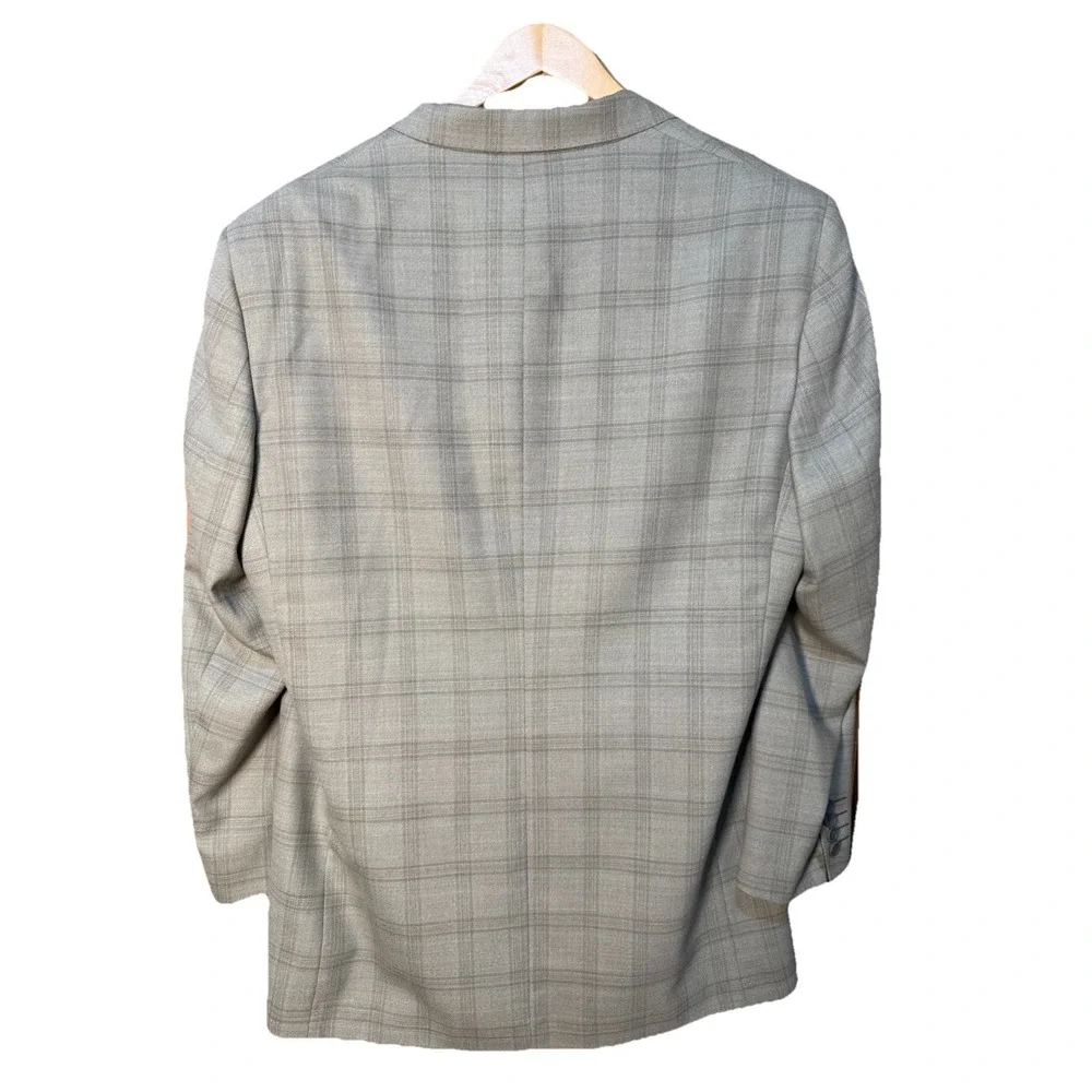 Manzini‎ Uomo Italy Mens Wool Windowpane Plaid Sport Coat Blazer Jacket 44L